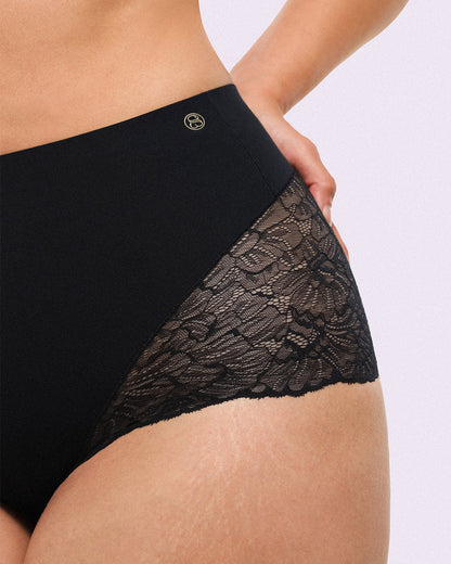 Bare Essentials™ MeshSmooth™ Mid-Waist Lace Brief