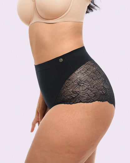 Bare Essentials™ MeshSmooth™ Mid-Waist Lace Brief