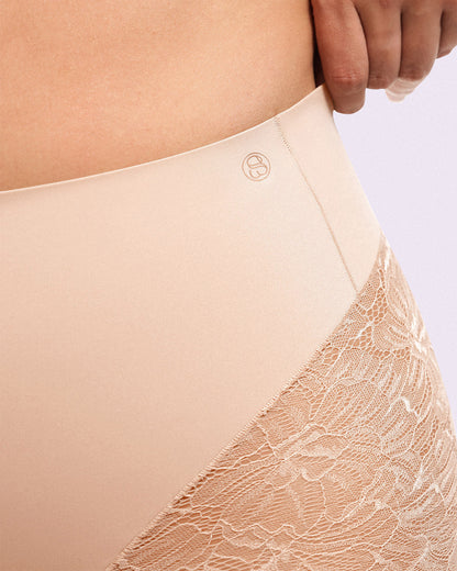 Bare Essentials™ MeshSmooth™ Mid-Waist Lace Brief